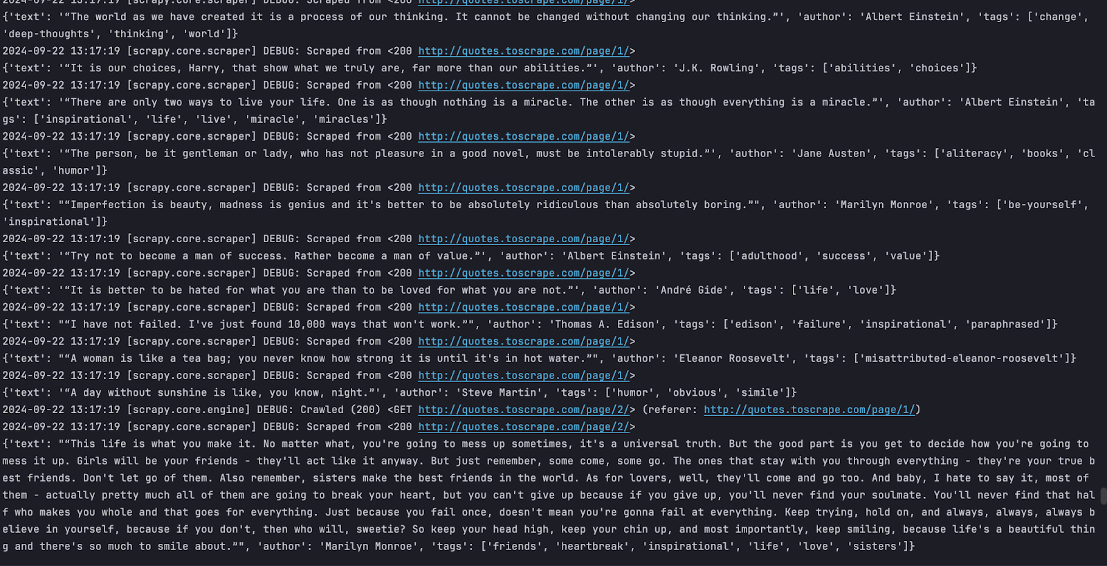 Building a crawler with Scrapy